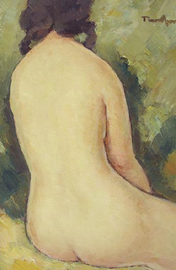 Nicolae Tonitza Nud, semnat dreapta sus cu negru, ulei pe carton. oil painting image